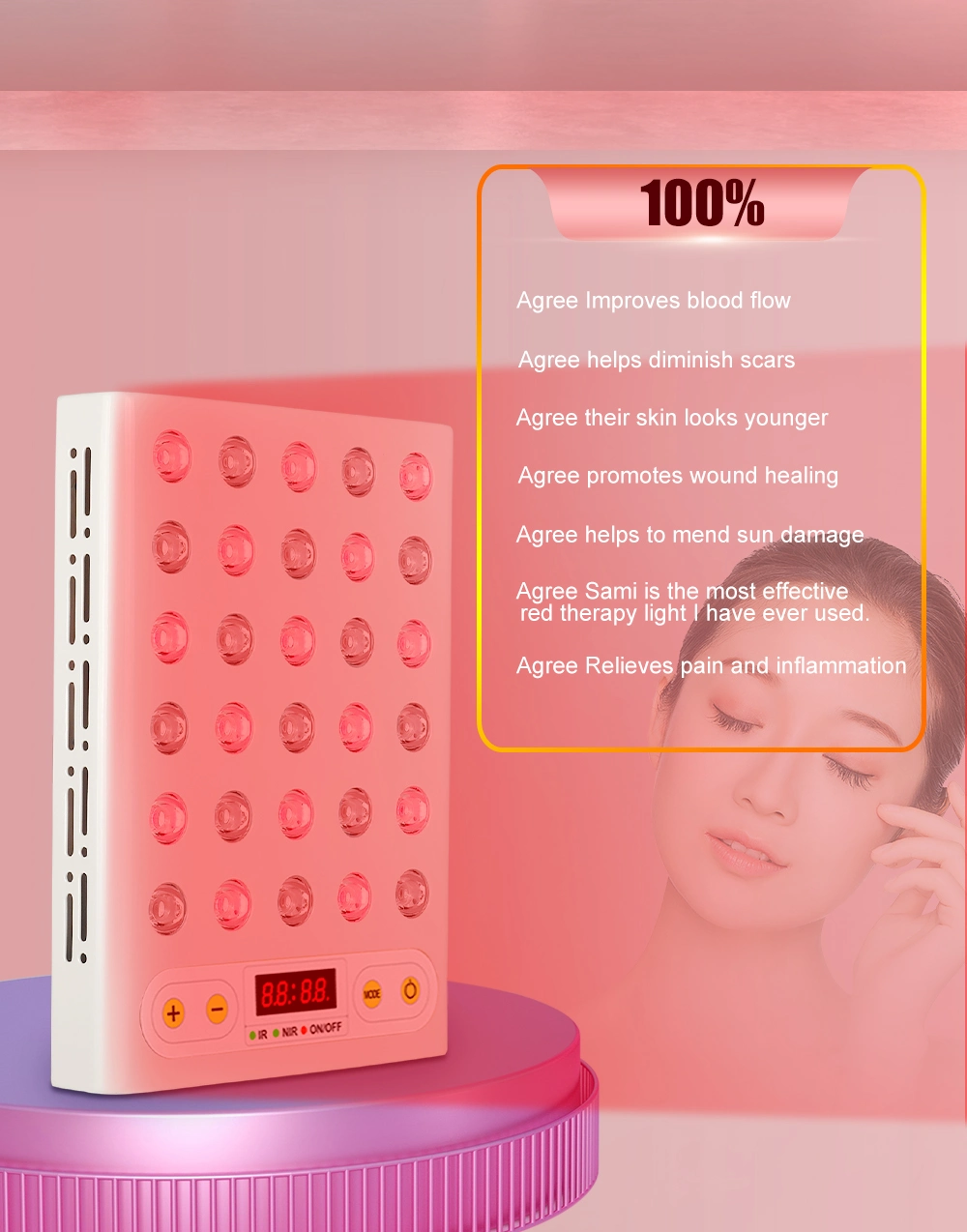 Red Light Therapy 300W Near Infrared Light Therapy Lamp Panel High Quality 660nm 850nm LED Red Light Therapy PDT Machine